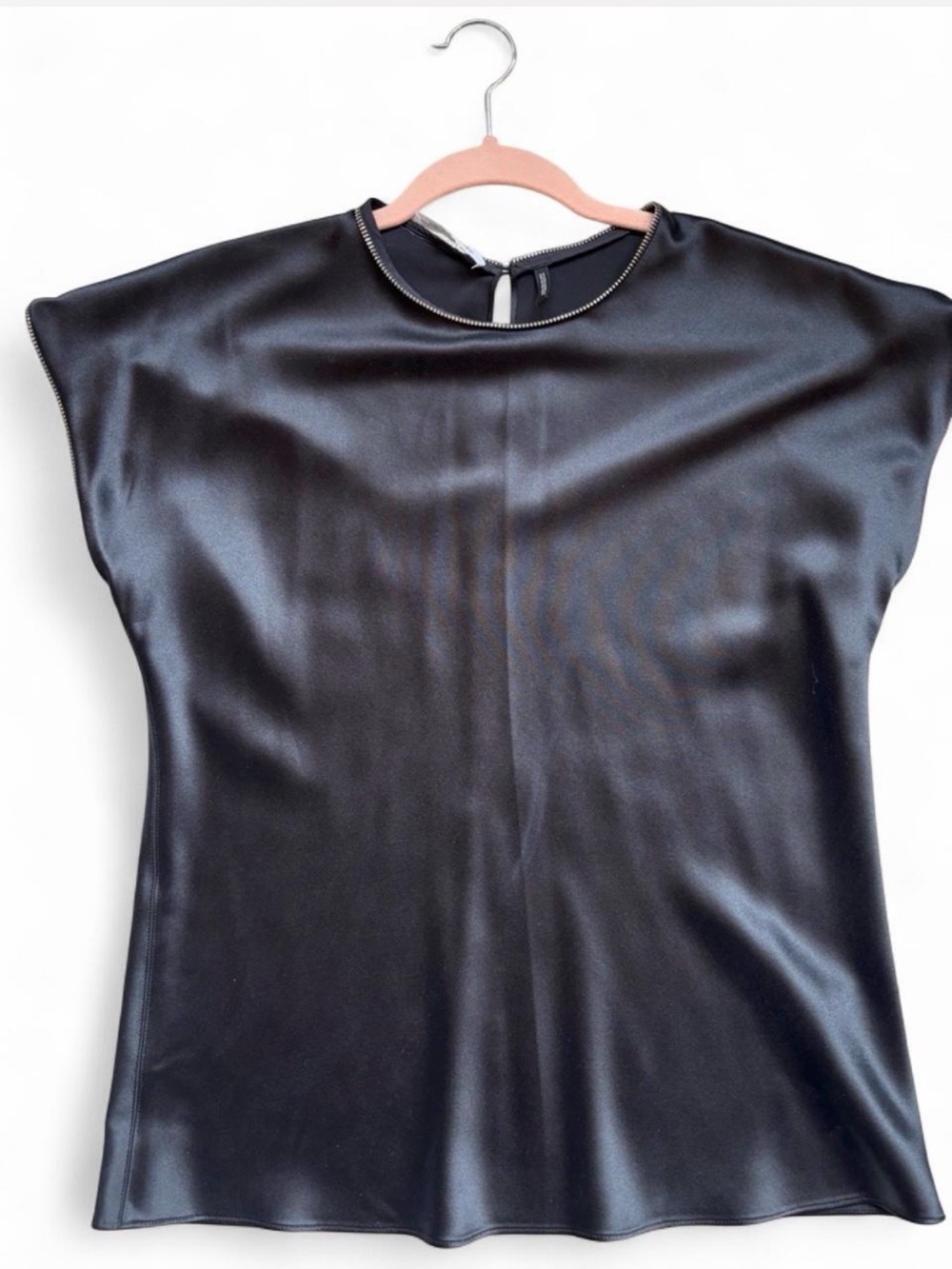 Helmut Lang Silk Black Cap-Sleeve Top